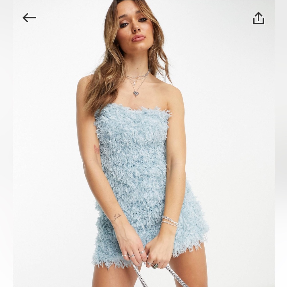 ASOS Blue feathered mini dress